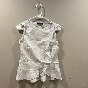 Banana Republic Women’s Cotton Blue and White Stripe Petite Short Sleeve